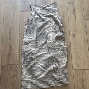 For Cynthia tan black Striped Sleeveless Dress size small Anthropologie linen.